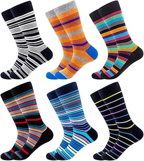 BONANGEL Mens Dress Socks Fun Funny Colorful Crazy Crew Dress Socks For Men 9-12