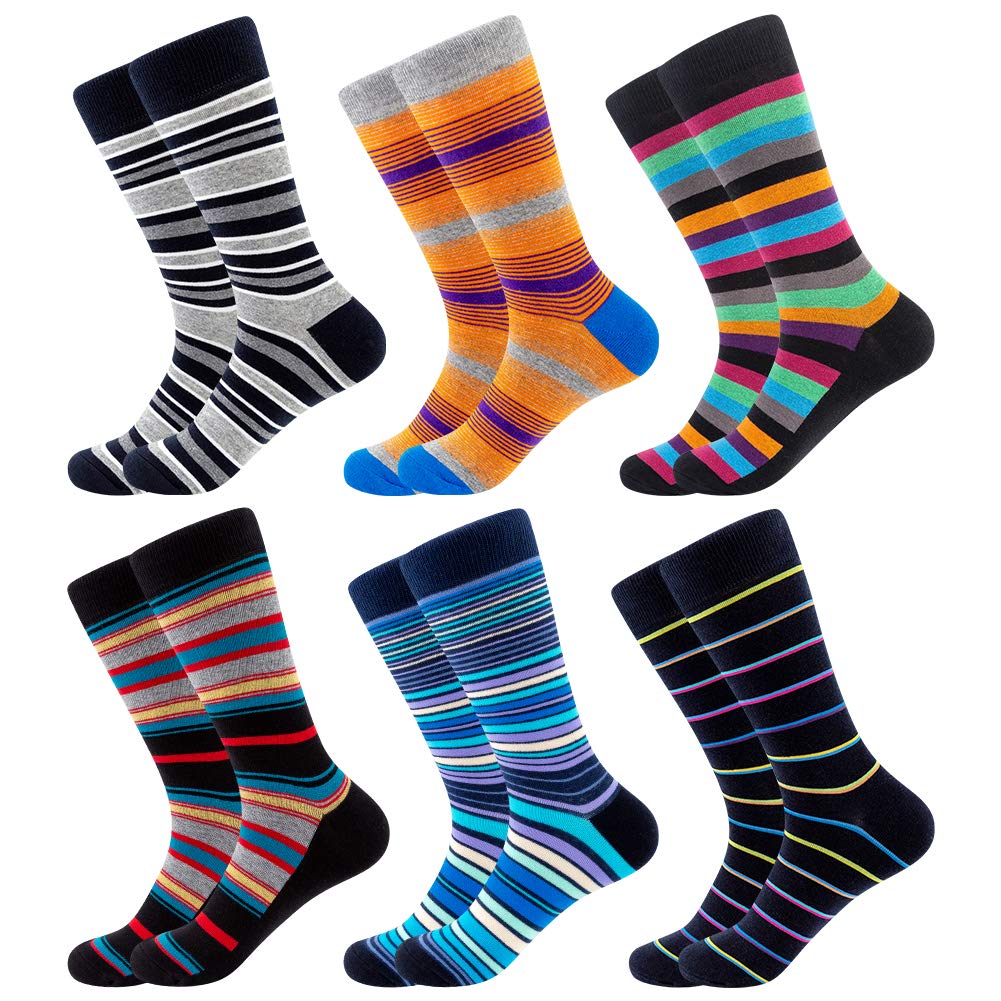 BONANGEL Mens Dress Socks Fun Funny Colorful Crazy Crew Dress Socks For Men 9-12