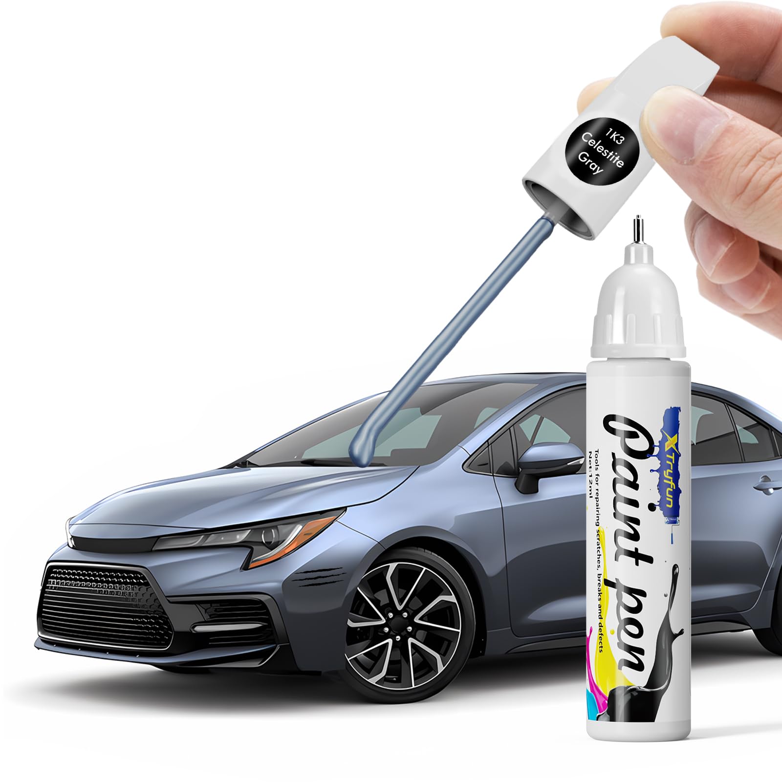 XTryfun 1K3 Celestite Gray Metallic Touch Up Paint