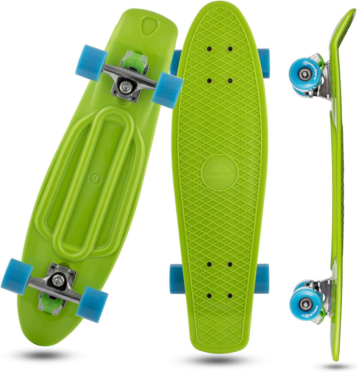 Wealers Plastic Cruiser Skateboard with Super Smooth Pu Wheels with 2 Removable Lights
