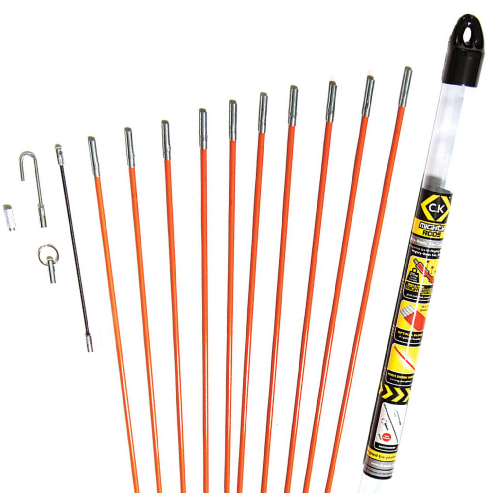 C.K T5410 Mighty Cable Rod Set, Set of 14 Pieces, orangewhite