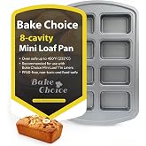 Bake Choice Mini Loaf Pan, 8-Cavity Non-Stick Carbon Steel Baking Pans Set | Baking Pan for Banana Bread, Cornbread, Cheesecake, Muffins, Pound Cake, Small Meatloaf, Bread Pan