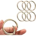 Augiimor 6Pcs Durable Spring O Rings, Premium Zinc Alloy Round Spring Clips Strong Metal Split Rings for Purses, Keyring and Handbag(Gold, Inner Dia:38mm/1.5 inch,Outer Dia: 48mm/1.89inch)