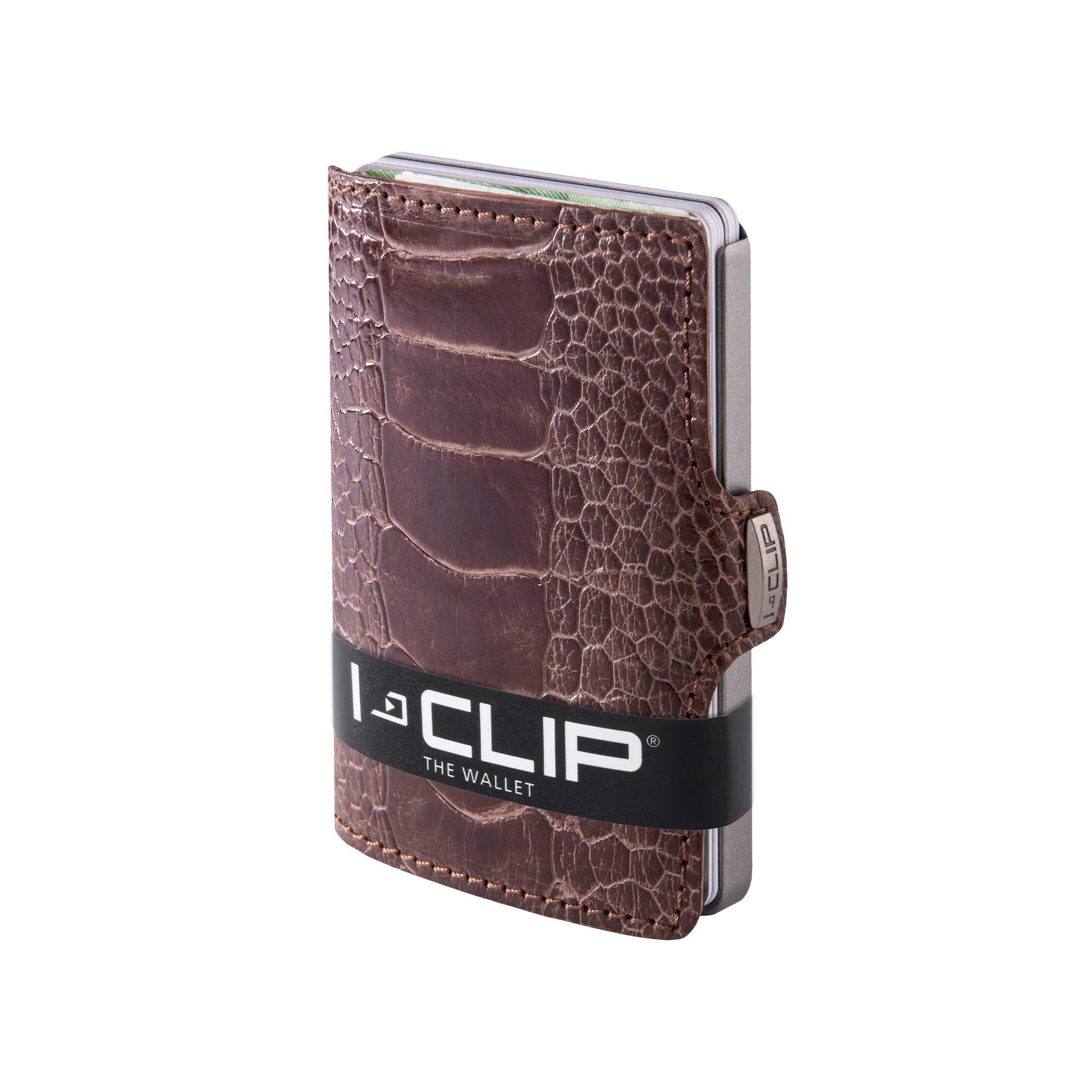 I-CLIP ® Wallet Ostrich-Leather (Leg) Tobacco (Available in 5 Variants)