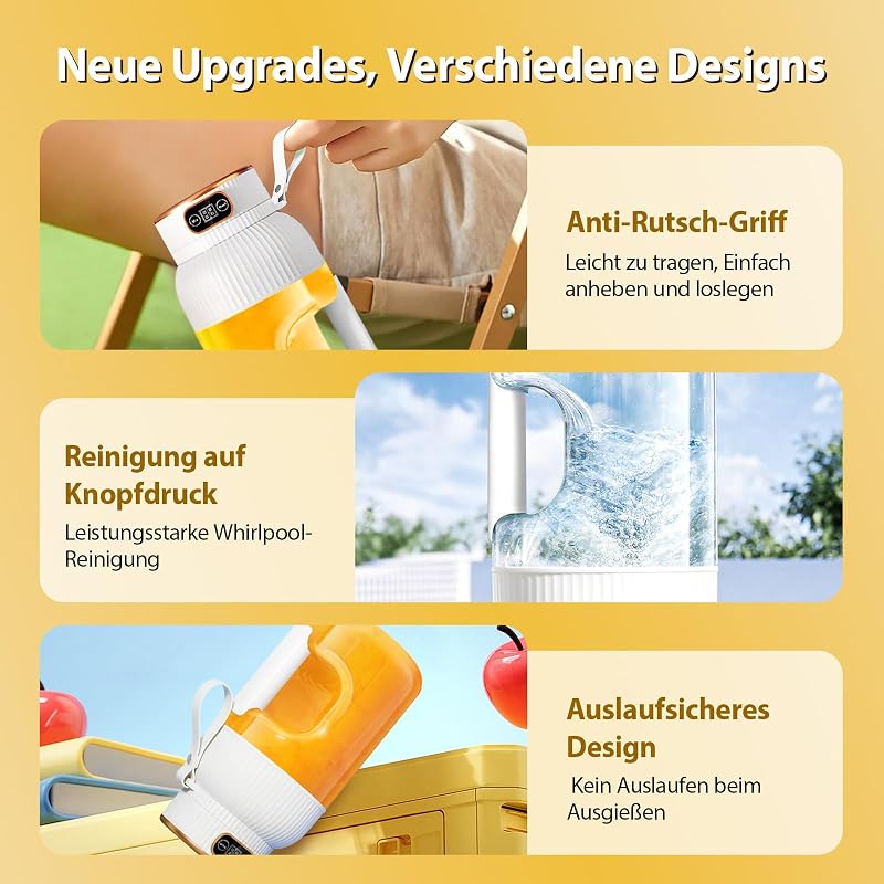 【Upgraded 】Fine Life Pro Rechargeable Electric Juicer, New 1.2L Large Volume Lemon Juicer Electric for Vegetables and Fruit, Two Modes, Easy to Clean,3D-10 Blade,USB Included (MILK) — Foto 3 von 8