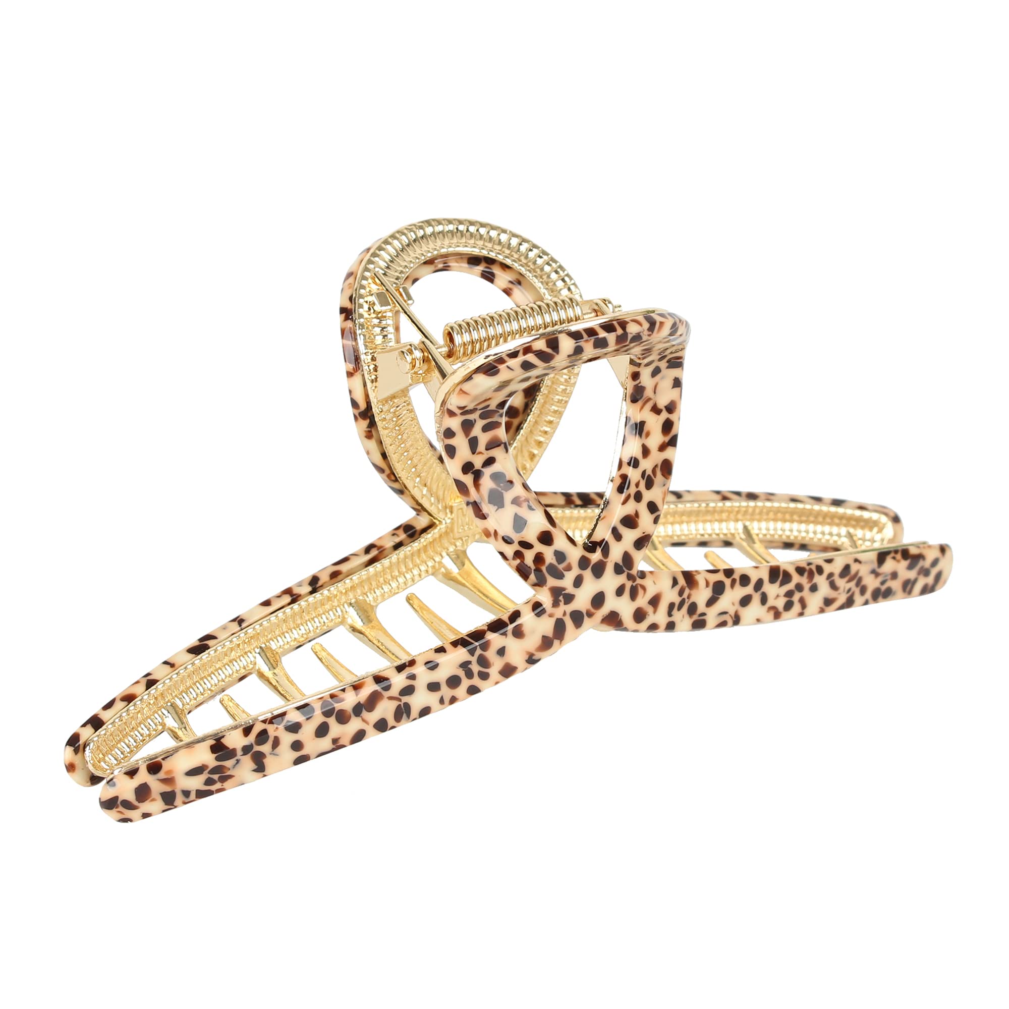 Big Hair Claw Clips - Butterfly Hair Clips for Women 4.7" Large Acetate Metal Hair Clip, Large Size, for Girls with Long Thick Hair (Brown Leopard)