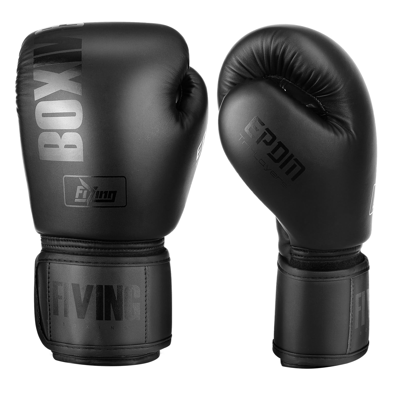 FIVING Boxing Gloves for Men and Women, Heavyweight, Black, Suitable for Boxing, Kickboxing, Mixed Martial Arts, Muay Thai, MMA, Heavy Bag Training (Black, 12oz)