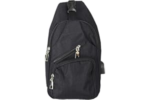 Nupouch Anti-Theft Daypack Crossbody Sling Backpack, USB Charging Connector Port, Lightweight Day Pack for Travel, Hiking, Everyday, Regular, Black