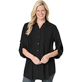 Woman Within Rayon Pintucked Effortless Tunic Blouse | Women's Plus Size