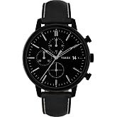 Timex Men's Chicago Chronograph 45mm Watch &ndash; Dial Black Case with Leather Strap