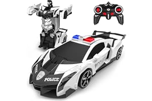 BLUEJAY Transform Rc Cars for Boys 4-7 8-12, 2.4Ghz 1:18 Scale Remote Control Car Transforming Robot, One-Button Deformation 360° Rotation and Drift Car Toy Gifts for Boys 3-5 (White)