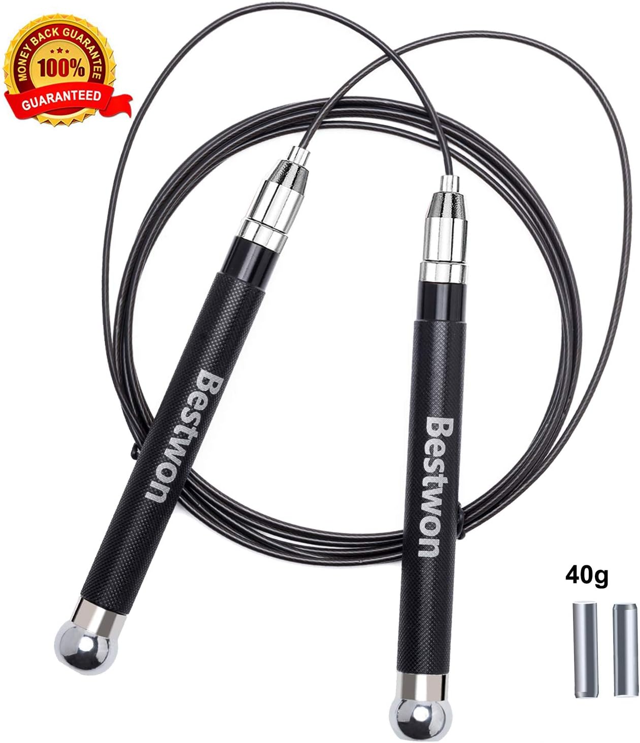 BESTWON Skipping Rope-Steel Wire Jump Rope with Weighting Strips, Jumping Rope Great for Boxing Speed ​​Training and Fitness