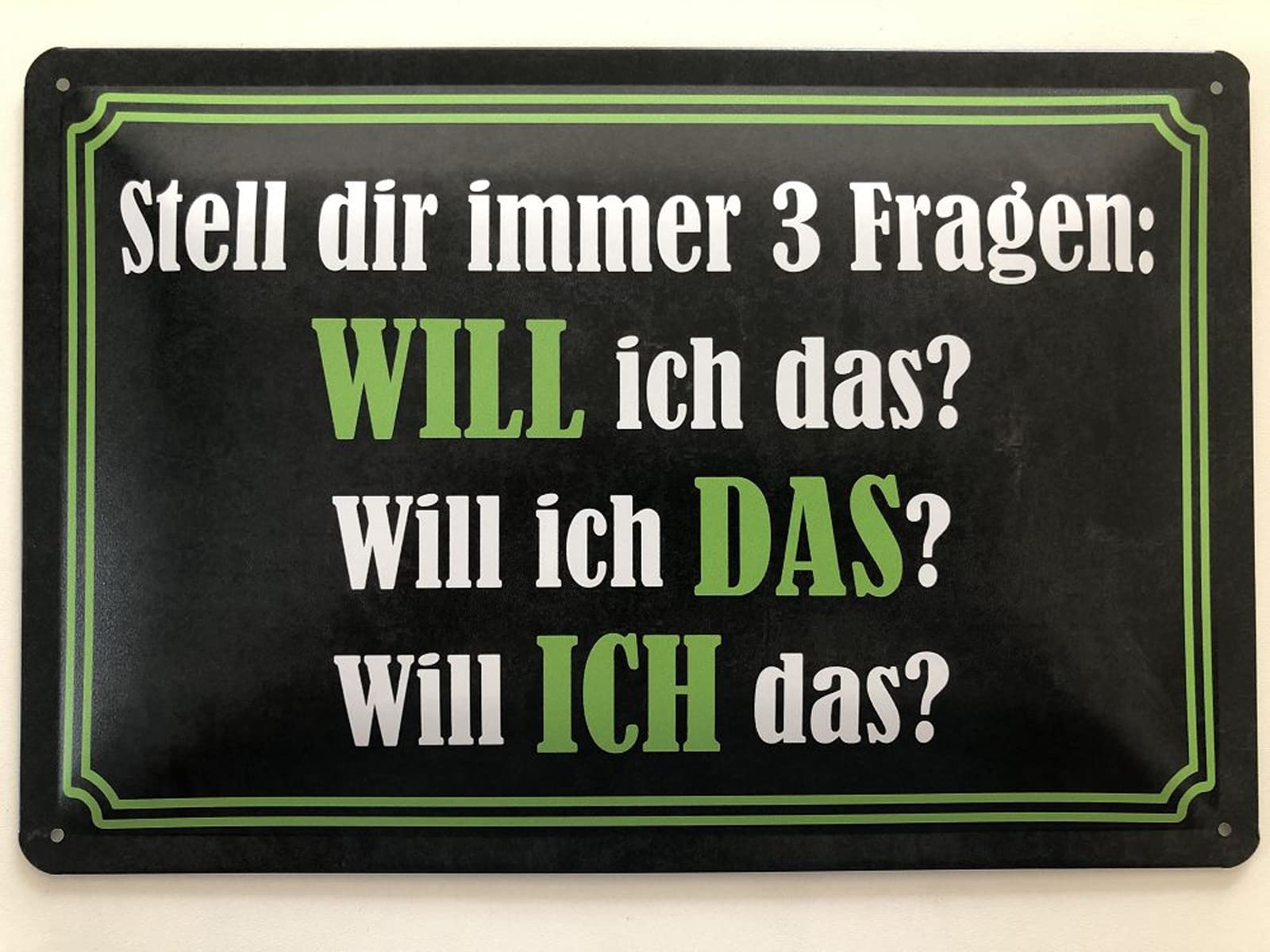 Tin Sign 20 x 30 cm Curved Stell dir Always 3 Questions Saying Decoration Gift Sign Sayings