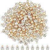 SUPERFINDINGS 200Pcs 2Colors Brass Cubic Zirconia Charms Rhinestone Connectors Charms Clear Crystal Dangle Connectors Pendants Flat Round for DIY Jewelry Making Craft,Hole:1.2mm