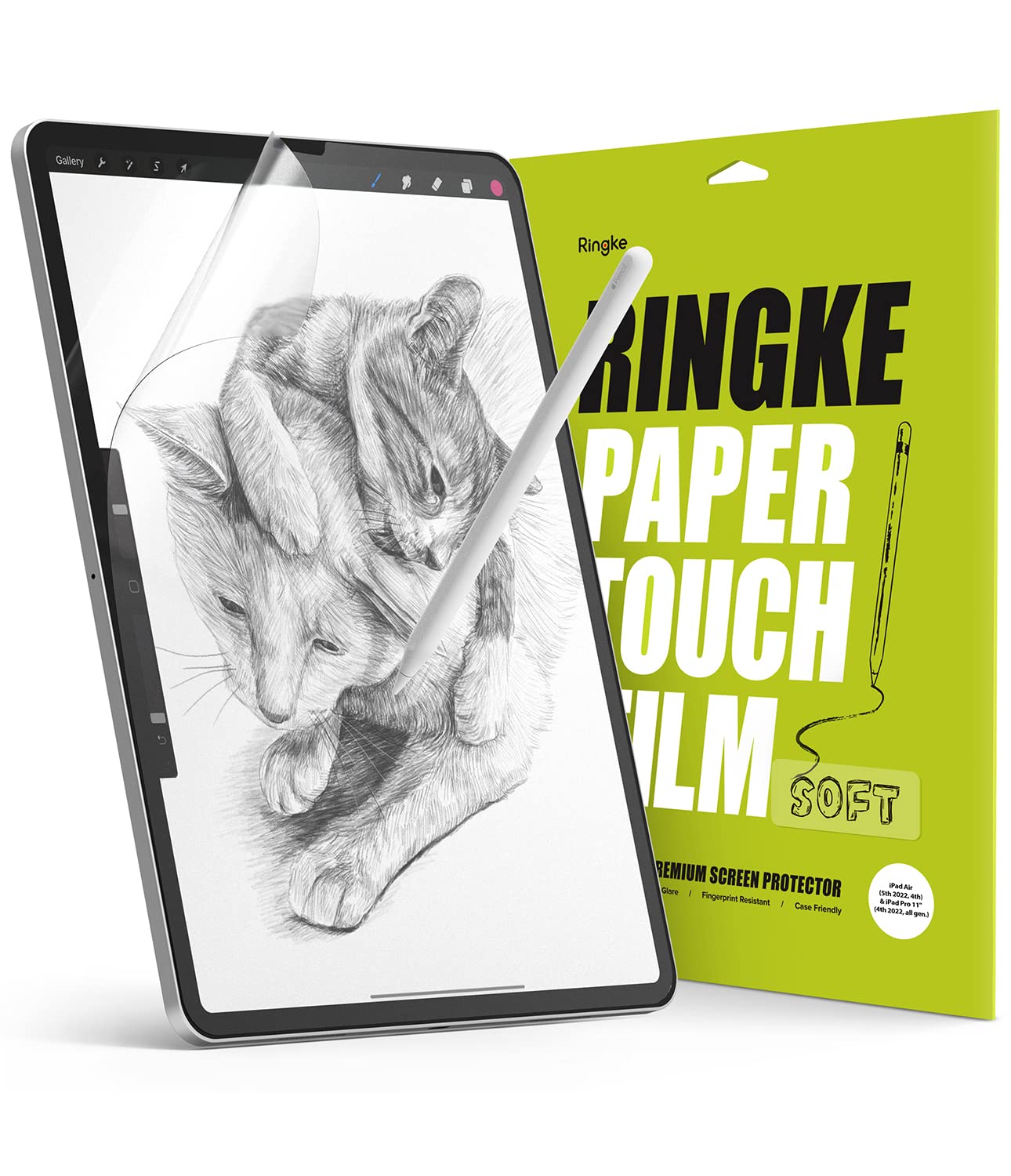 Ringke Paper Touch Soft Film Compatible with iPad Pro 11'' Inch (2021/2020/2018), iPad Air 5/4, Anti-Fingerprint Matte PET Soft Paper Textured Screen Protector Pen Tip Wear Protection