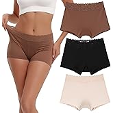 INNERSY Women's Lace Underwear Cotton Soft Boyshorts Panties Boxer Briefs 3-Pack