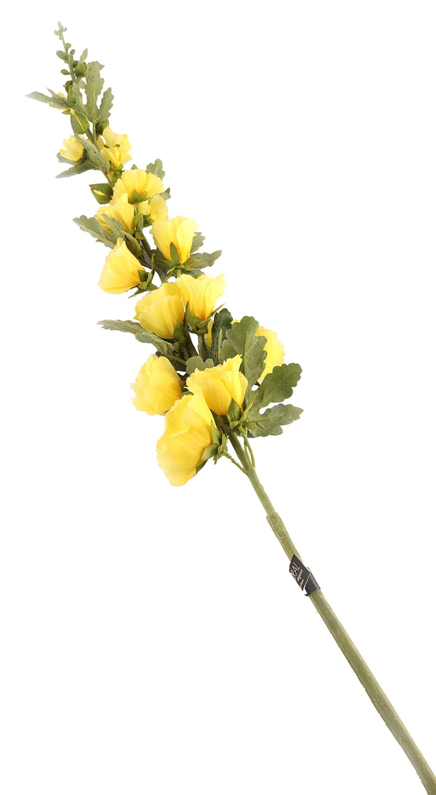Floral Elegance Artificial 118cm Single Stem Yellow Hollyhock Flower