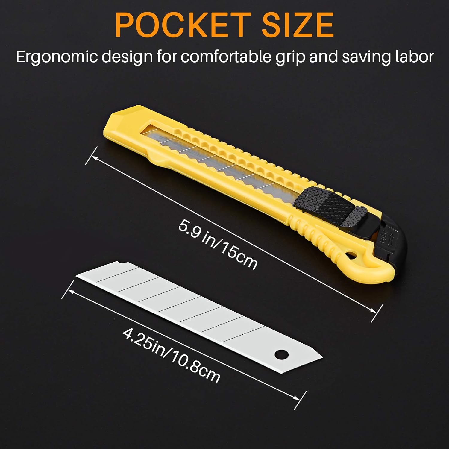 12-Pack Utility Knife, 18mm Wide Blade Retractable Box Cutter for Cartons, Cardboard and Boxes, Suitable for Office, Arts Crafts and Home Use (2 Permanent Markers Included) - - 