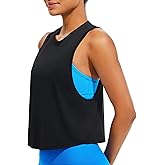 JOYSPELS Workout Tank Tops for Women, Ice Silk Quick Dry Athletic Crop Top, Loose Fit Running Yoga Gym Shirts