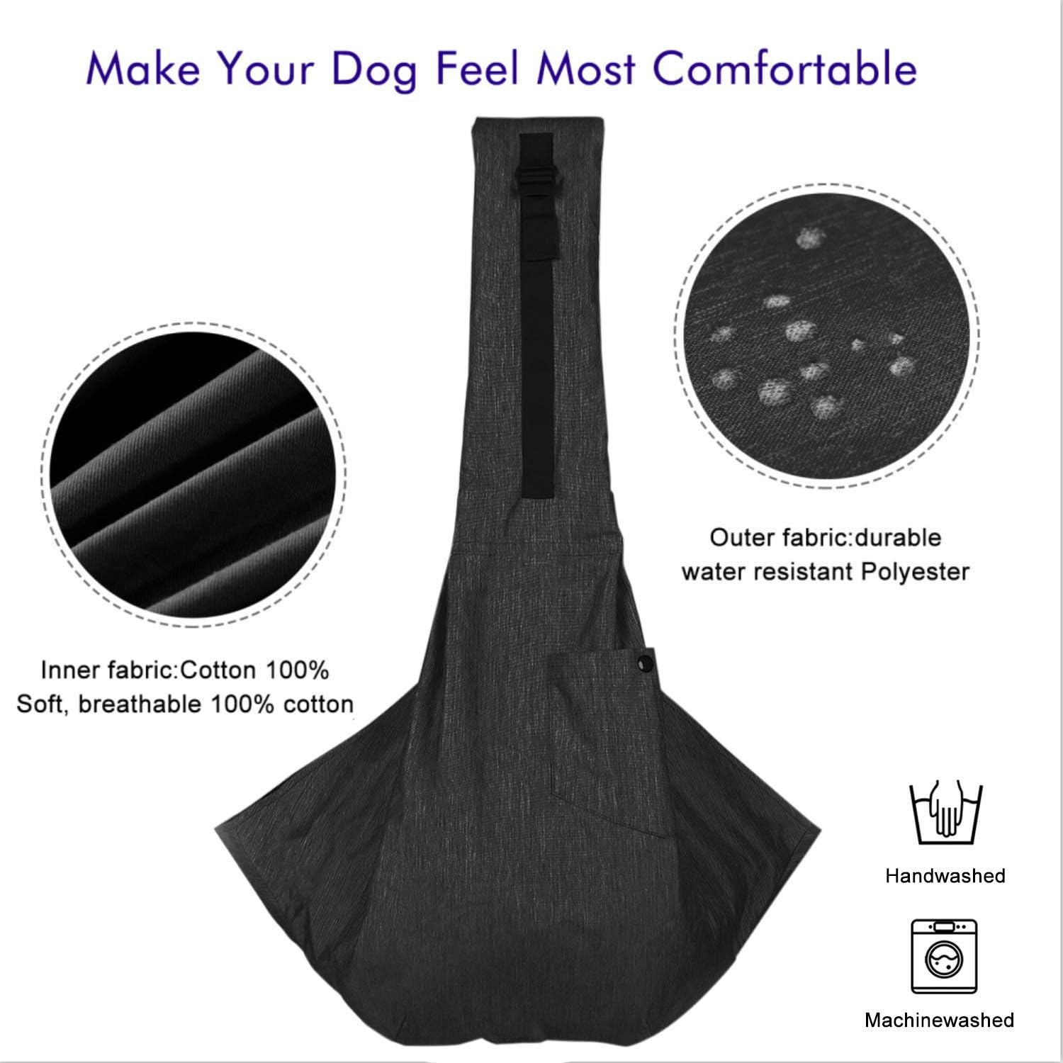 SUMBLIME Pet Sling Carrier for Dog Cat - Fit 20 Pounds Small, Medium, Large Dog, Larger Size Hand Free Carrier Bag for Daily Walk, Outdoor & Indoor Activity, Weekend Adventure : Pet Supplies