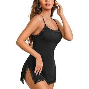 ADOME Lingerie for Women Sexy Nightgown Lace Trim Dress Lingerie Sleepwear | Lingerie, Lace Trim, Cute Bow, Soft Modal, Adjus