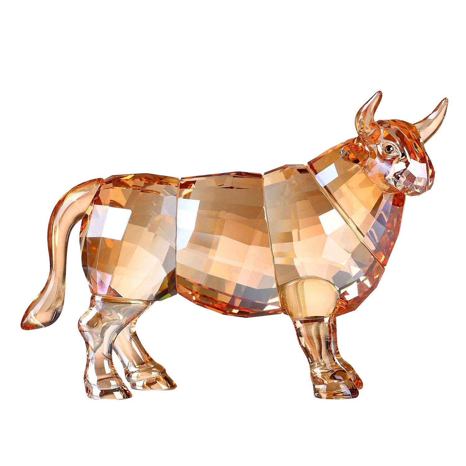DOJOZ Crystal Bull Cow Ox Cattle New 2021 Home Decorations Figurines Collectibles Animal (Gold)