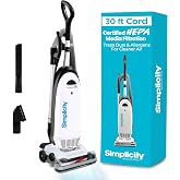Simplicity Vacuums S20EZM Allergy Bagged Upright Vacuum Cleaners for Home | Multi Surface, Carpet, Rugs, and Hardwood, Certified HEPA, Pet Vacuum
