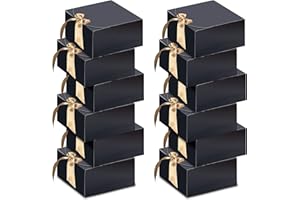 HUAPRINT Black Gift Boxes with Lids, 8x8x4inches,Bridesmaid Proposal Box,12 Sets,Kraft Paper Gift Boxes for Wedding,Packaging,Present,Birthday,Cupcake Boxes,Crafting