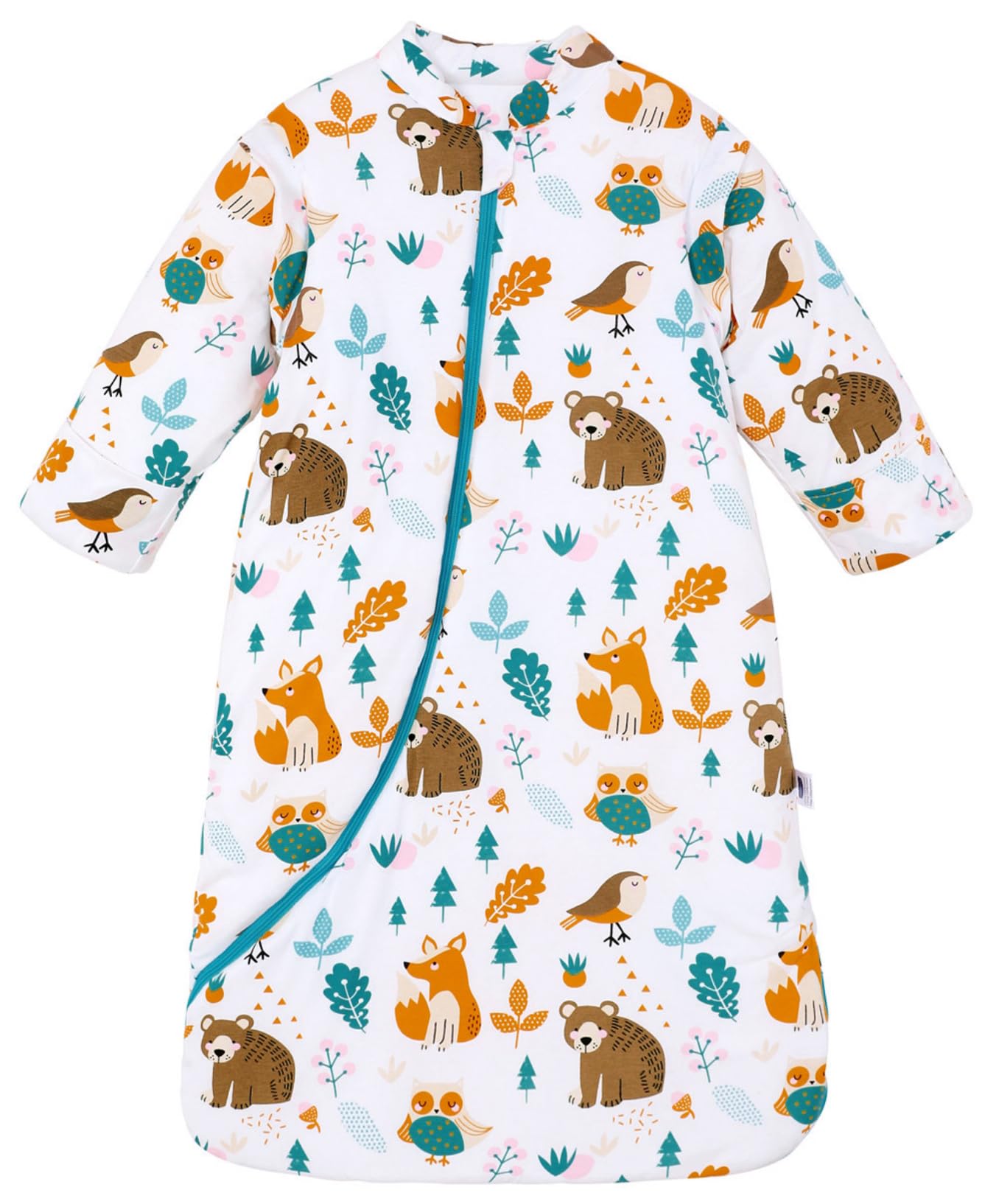 Chilsuessy Baby Sleeping Bag with Detachable Long Sleeves 3.5 Tog for Winter Toddler Sleeping Bag Kids Sleeping Sack for Infant Toddler, Happy Forest, 6-18 Months