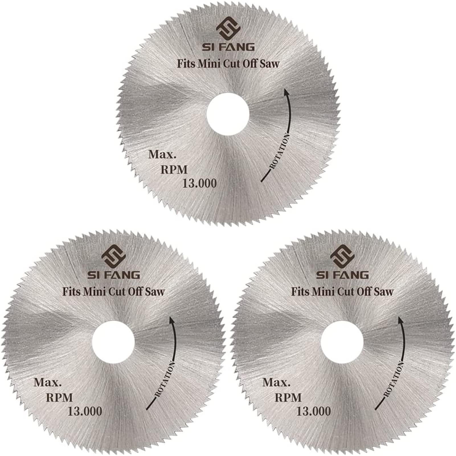 SI FANG 3Pcs 50mm HSS Circular Saw Blades, Fit Mini Miter Cut Off Chop Saw, 2inch x 100T x 3/8inch Mini Benchtop Table Saw HSS Blade, for Cutting Zinc Stained Glass Came, Wood, Plastic, Metal — image 1