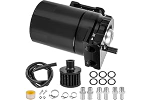 YEYETUO Oil Catch Can, 300ml Black Baffled Catch Can Tank Kit, Aluminum Oil Separator with Fuel Line Hose Kit, Coolant Reservoir Tank