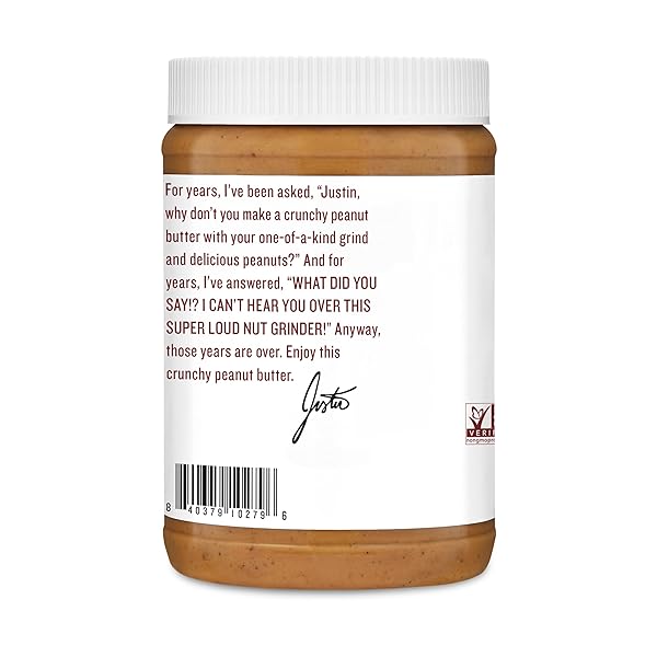 JUSTIN’S CRUNCHY PEANUT BUTTER JAR 28OZ
