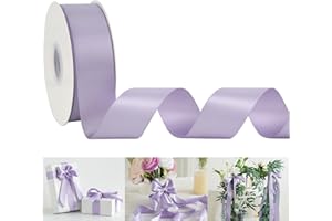 HUIHUANG Purple Satin Ribbon 1-1/2 inch x 50 Yards Lavender Purple Ribbon Double-Faced Satin Ribbon for Gift Wrapping, Bows, Flower Bouquet, Eternal Roses, Crafts, Wedding Holiday Party Decor