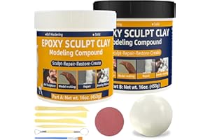 KCUT 2 lb Epoxy Putty Sculpt Clay, 2 Part A & B Epoxy Clay for Sculpting, Modeling, Building, and Repairing, Self-Hardening Tile Adhesive Modeling Paste Repairs Metal, Wood, Plastic Ivory-White