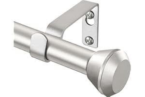 Silver Curtain Rod 32 to 58 Inch, HOTOZON Heavy Duty Curtain Rods for Windows, Decorative Single Drapery Rod with Diamond Finials