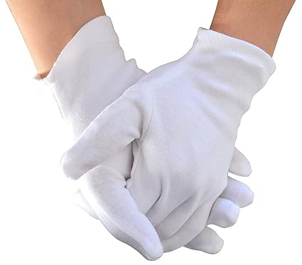 Yanaier 10 Pairs White Cotton Gloves Stretchable Lining Glove for Eczema Dry Skin Cosmetic Moisturizing Coin Jewelry Inspection Hand Spa Party Wearing