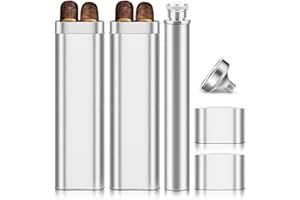 wanbro Pack of 2 Stainless Steel Cigar Case 2pcs Holder+Cigar Tube with Removable Hip Flask, Travel Cases, Cigars accessary, Christmas gift for Women Men