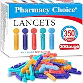 Pharmacy Choice Blood Lancets,Twist Top Lancets for Lancing Devices,350 Count ，30 Gauge Diabetes Lancets for Blood Glucose Testing (Multicolored)