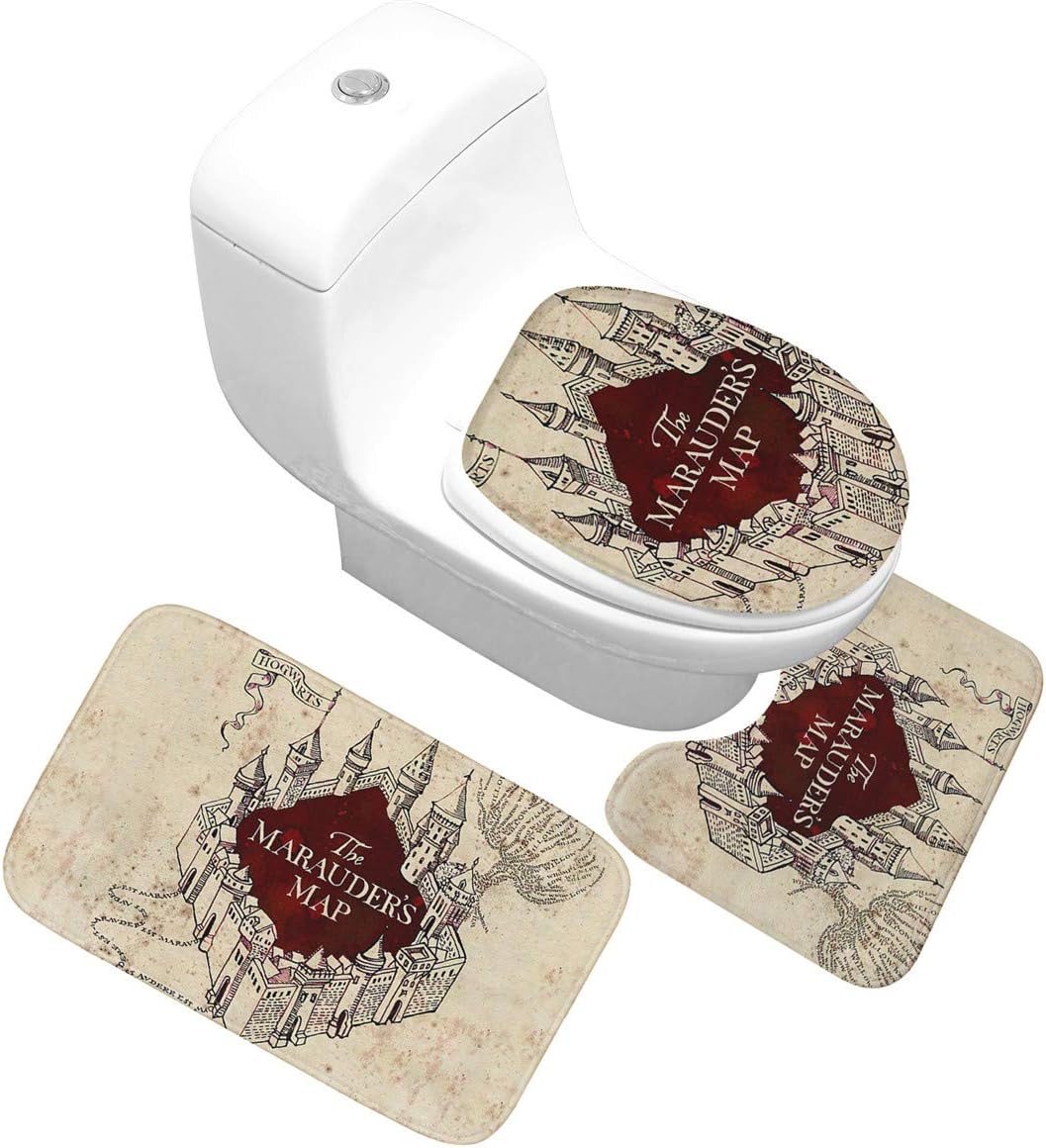 Bathroom Set, WC mat Without Opening for Suspended Toilet,Ancient Castle, 50x80cm (Rectangle); 40x50cm (U-Shaped); 35x45cm (O-Shaped)