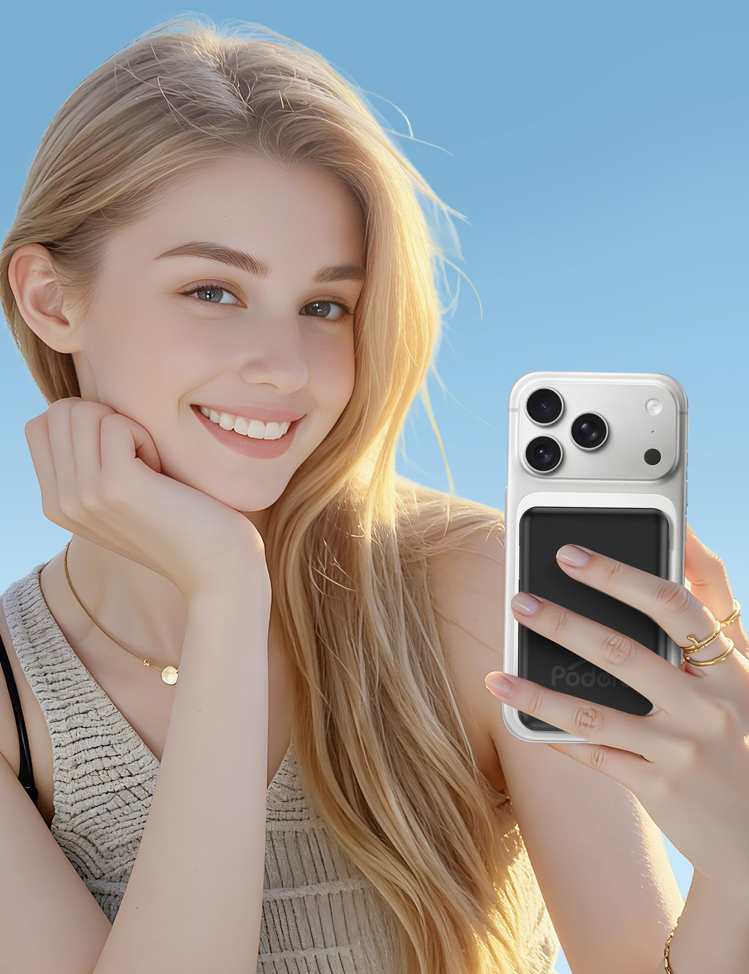 Podoru for Magsafe Powerbank, 10000mAh Magnetische Wireless Power Bank mit USB-C Kabel PD 20W Schnellladen mit LED Display, Kabellos Akkupack für iPhone 17/16/15/14/13/12 Alle Serien (Schwarz) 7