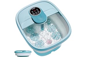 KNQZE Collapsible Foot Spa Electric Rotary Foot Massager Bath, Foot Bath with Heat, Bubble, Remote, 24 Motorized Shiatsu Massage Balls. Pedicure Foot Foot Soaking tub for Feet Stress Relax