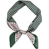 GERINLY Vintage Silk Feel Square Scarf for Men Satin Bandana Tiny Pattern Print Neckerchief Geometry Head Scarf Fashion