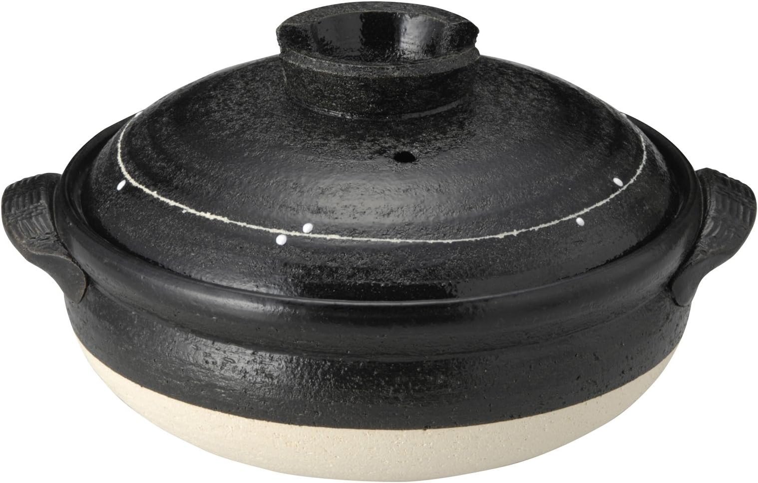 Three pottery Perpetuity baked earthen pot (pot) No. 7 for 1-2 people black çÖü crest 18-13350