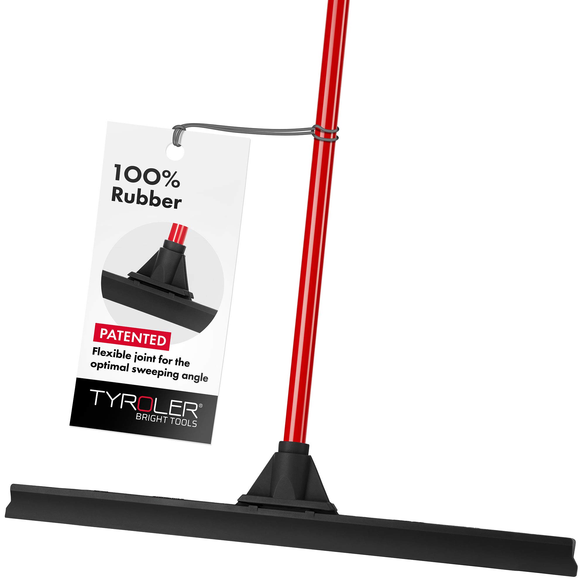 Tyroler Large Wet Room Floor Squeegee Heavy Duty | 60 cm Head 100% Rubber | 4-Part 140 cm Long Handle Squeegee | Perfect Bathroom & Shower Squeegee | Ideal for Any Surface | Squeegee Mop for Floors
