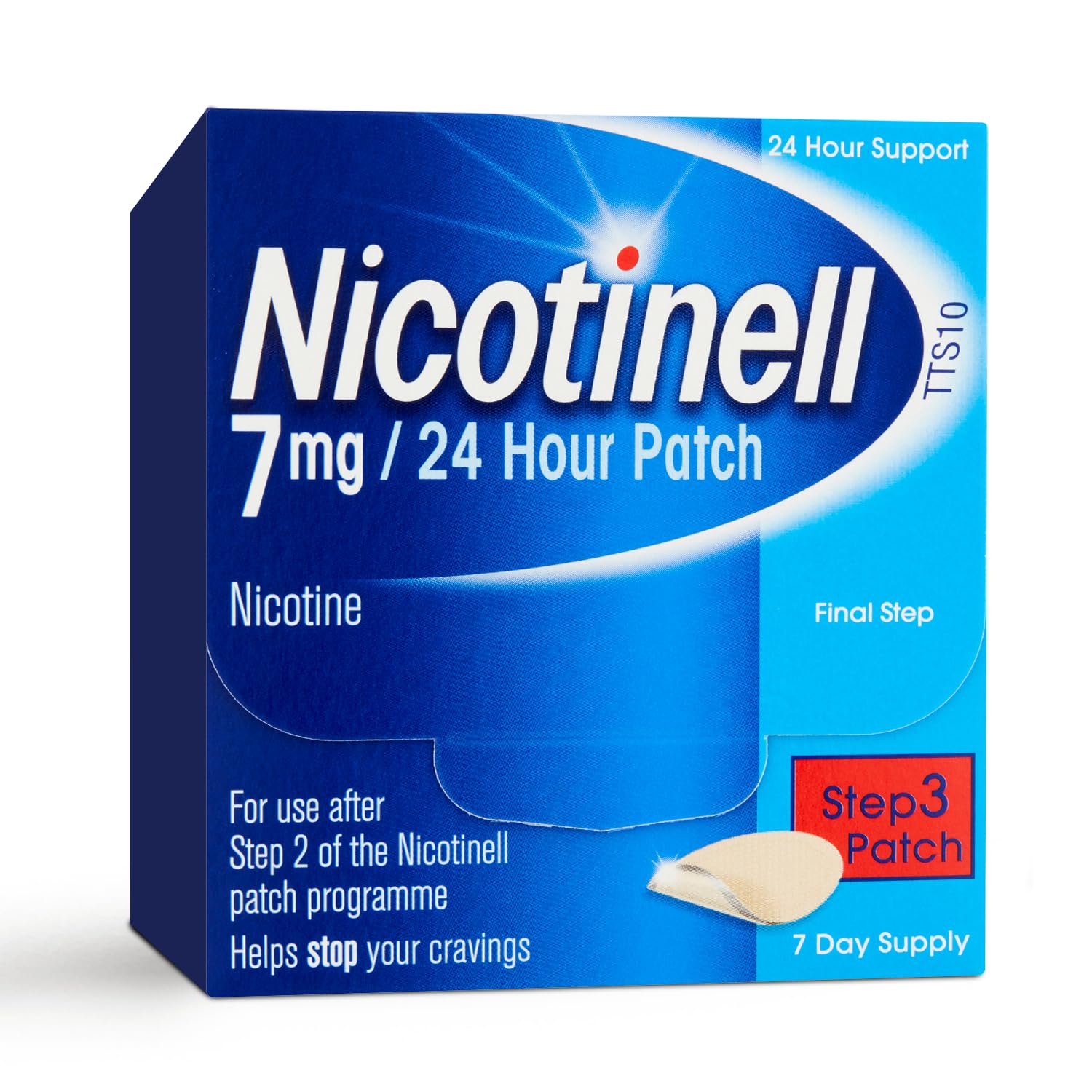 Nicotinell Nicotine 7mg Patch (Count of 7), Nicotine Patches, Stop Smoking Aid, 24h Craving Control, Step 3 For Light Smokers, Quit Smoking Aid