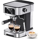 Parvusli Compact 20 Bar Espresso Machine with Milk Frother &amp; Touch Screen | 1200W Coffee Maker with 61OZ Removable Water Tank, Adjustable Steam Wand &amp;Auto-off safety. Perfect for Home Cappuccino, Latte