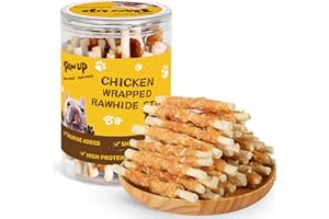 PAWUP Dog Treats Chicken Wrapped Rawhide Sticks Long Lasting Dog Chews, Natural Snacks for Medium Large Dogs w/Taurine,12.5 oz