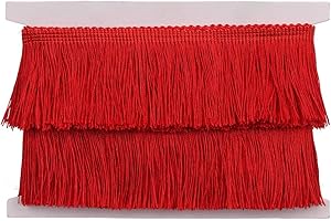 NONE/BRAND Fringe Trim Tassel Lace 2.5Inch Width 5 Yards Long for Clothes Accessories Latin Wedding Dress and DIY Lamp Shade Decoration (Red, 2.5Inch)