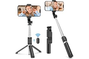 JiaSiFu Portable Selfie Stick, Handheld Tripod with Detachable Wireless Remote and Mini Tripod Stand Selfie Stick for iPhone 13, 12, 11, XR, X, 8, 7, Pro, Max, Plus, SE, Android Phone（Q02-X2）