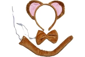 Kirei Sui Kids Brown Gold Monkey Tiger Koala Headband Bowtie Tail 3pcs Costume